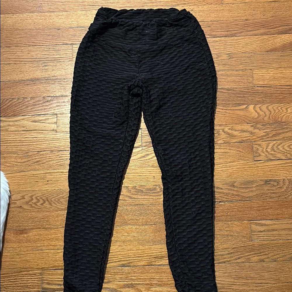 Kids Black Textured Pants